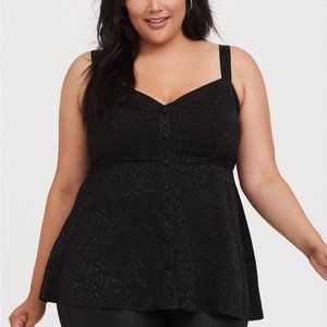 Torrid Black Babydoll Jacquard Cami Tank Top, size 1X